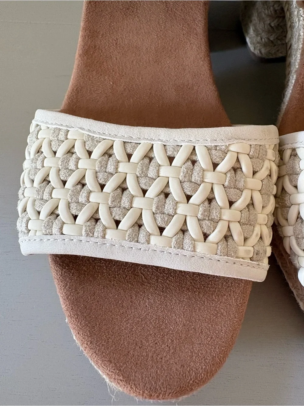 Toms Cream Woven Espadrille Wedge Sandals with Ankle Cuff
